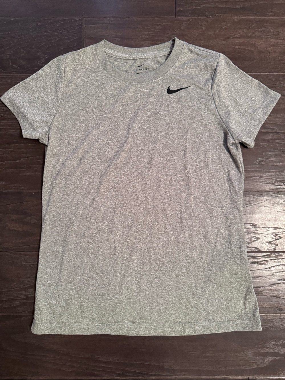 Nike Heather Gray Performance Tee with Black Swoosh